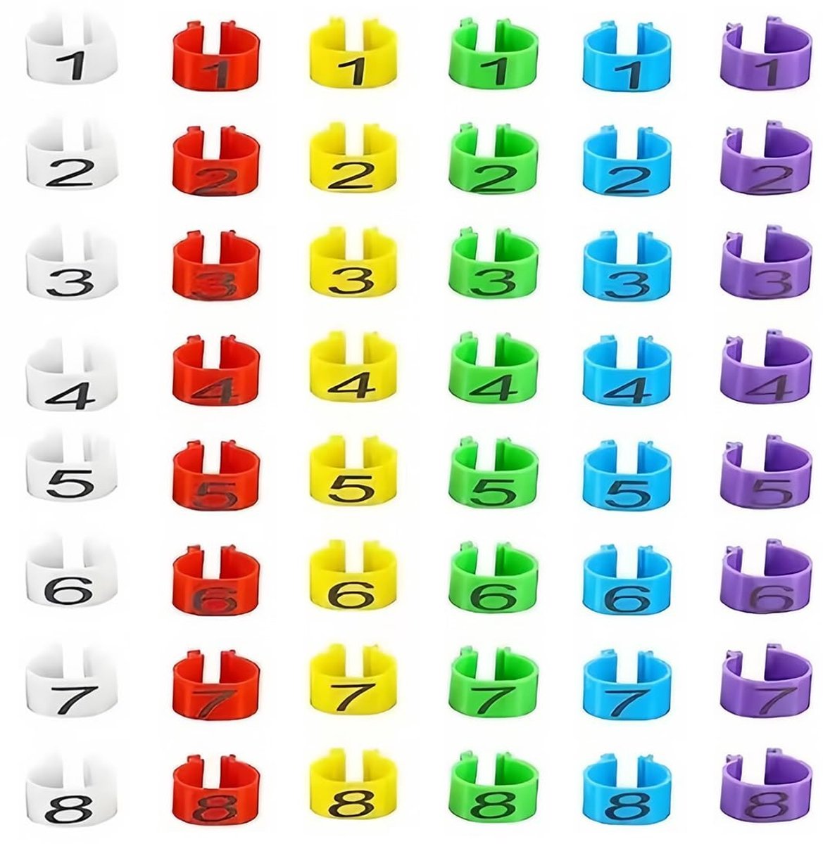 Dailygoods- Kippenbeenringen 48 Stuks - Gevogelte Voetringen - Veelkleurige Identificatie - Genummerde Clip - Duurzaam Kunststof - Voor Kippen/Kalkoen/Eend - Gevogeltevoetringen