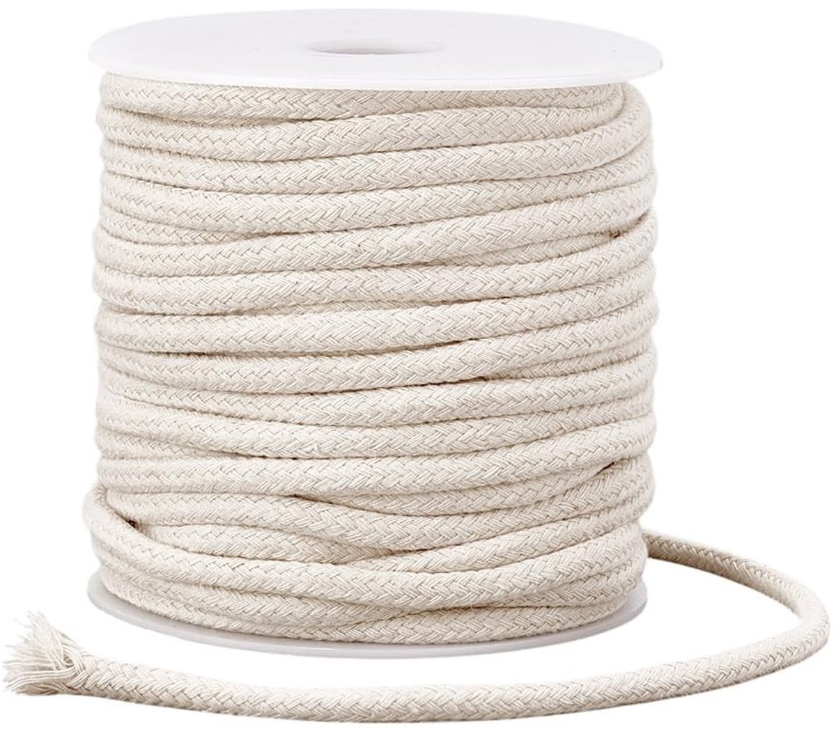 Dailygoods- Katoenen Touw 27 Yards - 5mm Koord - Trekkoord - Macrame Touw - Naaien - Inclusief Rits Grendel Slider