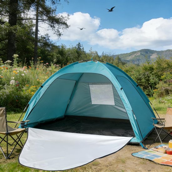 Ruime strandtent met UV-bescherming voor 4 personen, ventilatie en meerdere ingangen van Merkloos — afbeelding 2