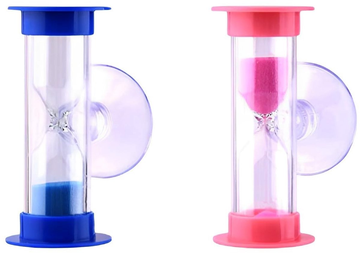 Dailygoods - Zandloper-Timer - Tandenpoetsen - Handgemaakt - Blauw en Roze - Decoratief - 3 Minuten - Geschikt voor Kinderen