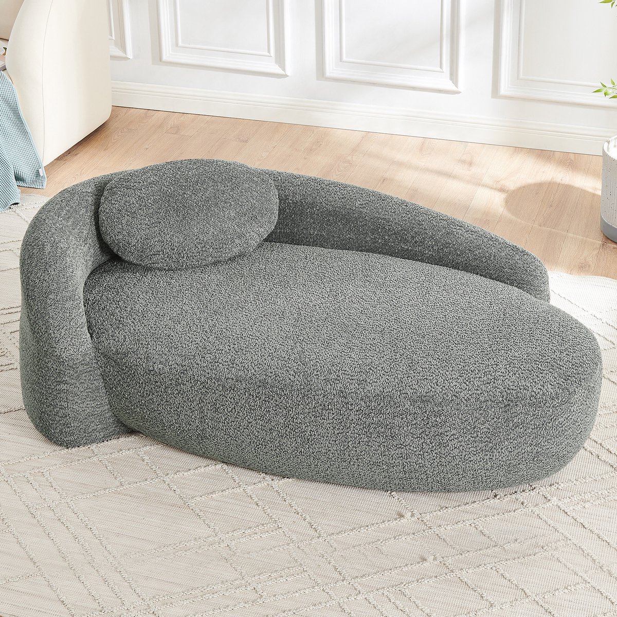 STILVORA Sofa Compact - Teddy Bekleding - Met Kussen - Voor Woonkamer En Slaapkamer - Afgerond Design - Donkergrijs