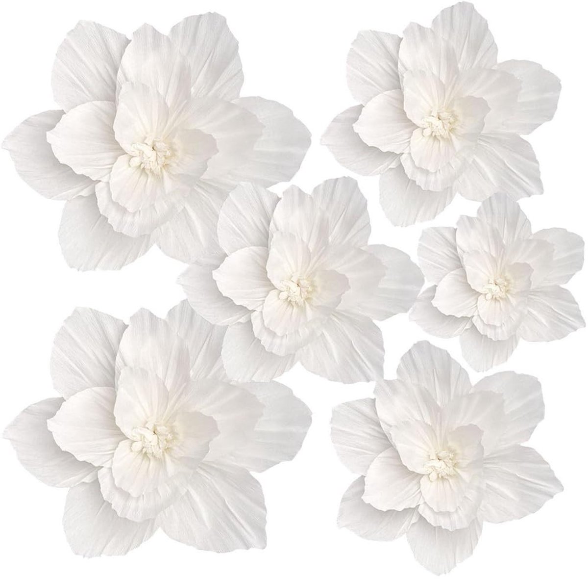 Dailygoods - 5 Stuks Witte Papieren Bloemen voor Muurdecoratie