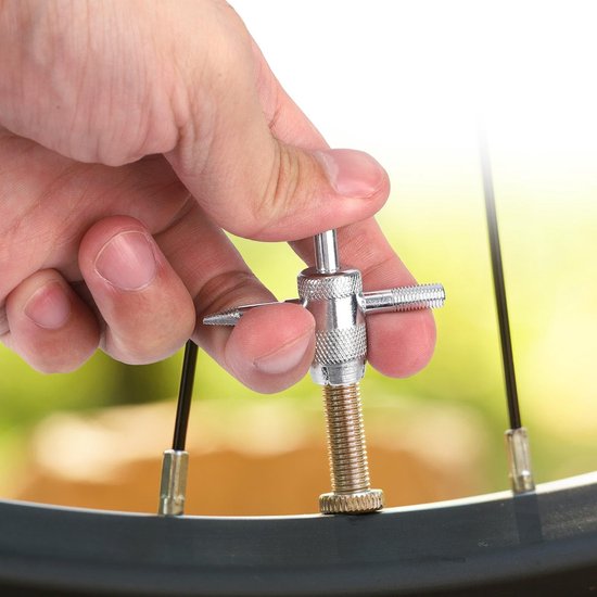 Bandenventiel Gereedschapsset - Ventiel Reparatie Kit - Banden Onderhoud - 4-in-1 Multifunctioneel - 64 Delig - Grijs — afbeelding 4