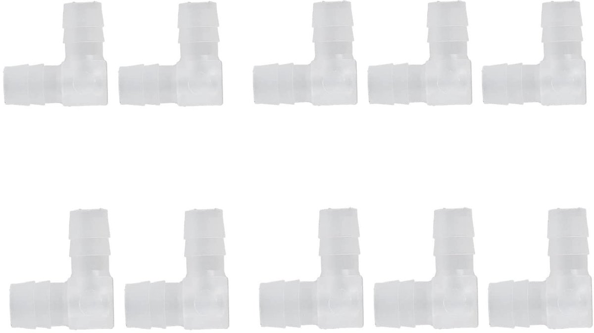 Dailygoods - Slangconnector - 90 Graden elleboog slangconnector voor aquarium en voedsel - 10x plastic barbed adapter - Duurzame slangverbinding - Ges...