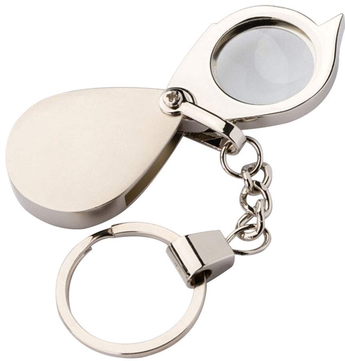 Dailygoods - Vergrootglas Sleutelhanger - Mini Draagbare Loep - Uniek Design - Zilver - Handig voor Leesproblemen - Perfect Cadeau voor Vrienden