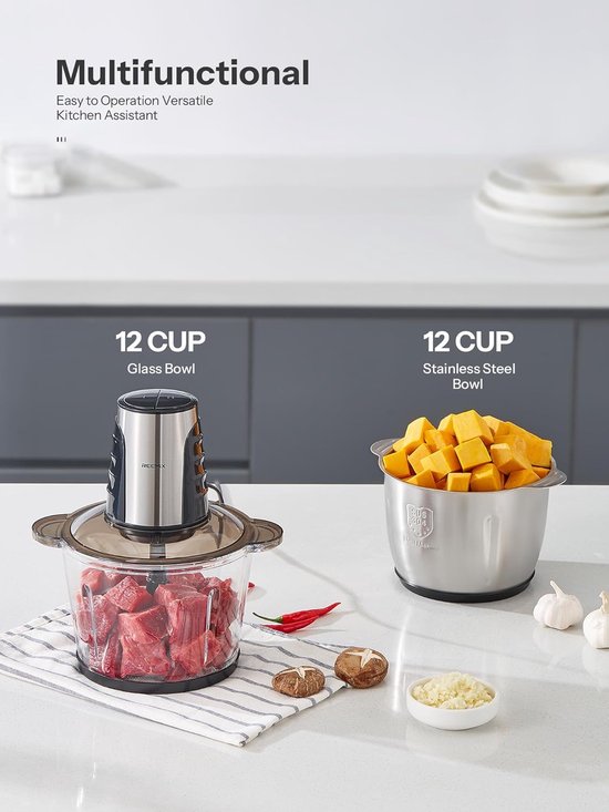 Elektrische Hakker - Keukenmachine Mini - Ingrediënten Bereiden - Twee Containers - 3 Liter Capaciteit - Zwart — afbeelding 2