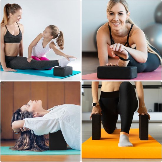 Yogablok Set van 2 - Zeer Dicht EVA Schuim - Antislip - Lichtgewicht - voor Yoga, Pilates, Fitness - Zwart — afbeelding 4