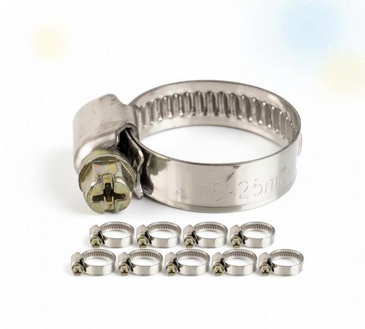 ElleMooi Slangklemmen met wormaandrijving – Klembereik 16-25 mm – Set van 4 stuks – W2 RVS – 9 mm bandbreedte – Voor wasmachine, vaatwasser, tuin en zwembad