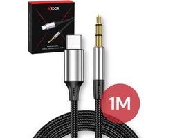 Xedor® Audio USB-C naar AUX Kabel - USB-C naar 3.5mm Jack Audio Kabel met DAC Chip - AUX Kabel Auto - Voor iPhone 15 / 16 / 17 / 18 (Pro) / Duo / Air, Samsung & Android - 1 Meter - Zwart