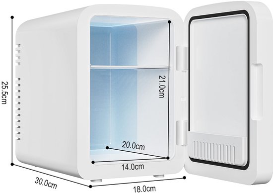 EAFC Skincare Fridge - Mini Koelkast - Make-up Koelkast met Spiegel - Beauty Fridge met Spiegel en 3 Standen Ledverlichting - Draagbare koeler Warmer - Thuisauto Dubbel gebruik - 6 Liter - Wit van eafc — afbeelding 2