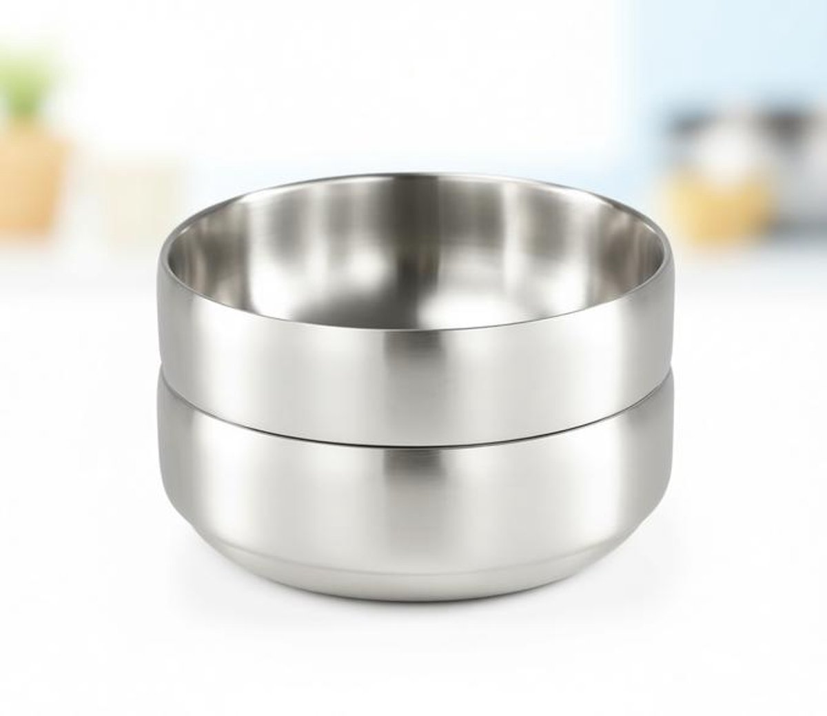 ElleMooi Dubbelwandige RVS Slakom 1400 ml - 2 stuks - Warmte-isolerende Soepkom - Zilver