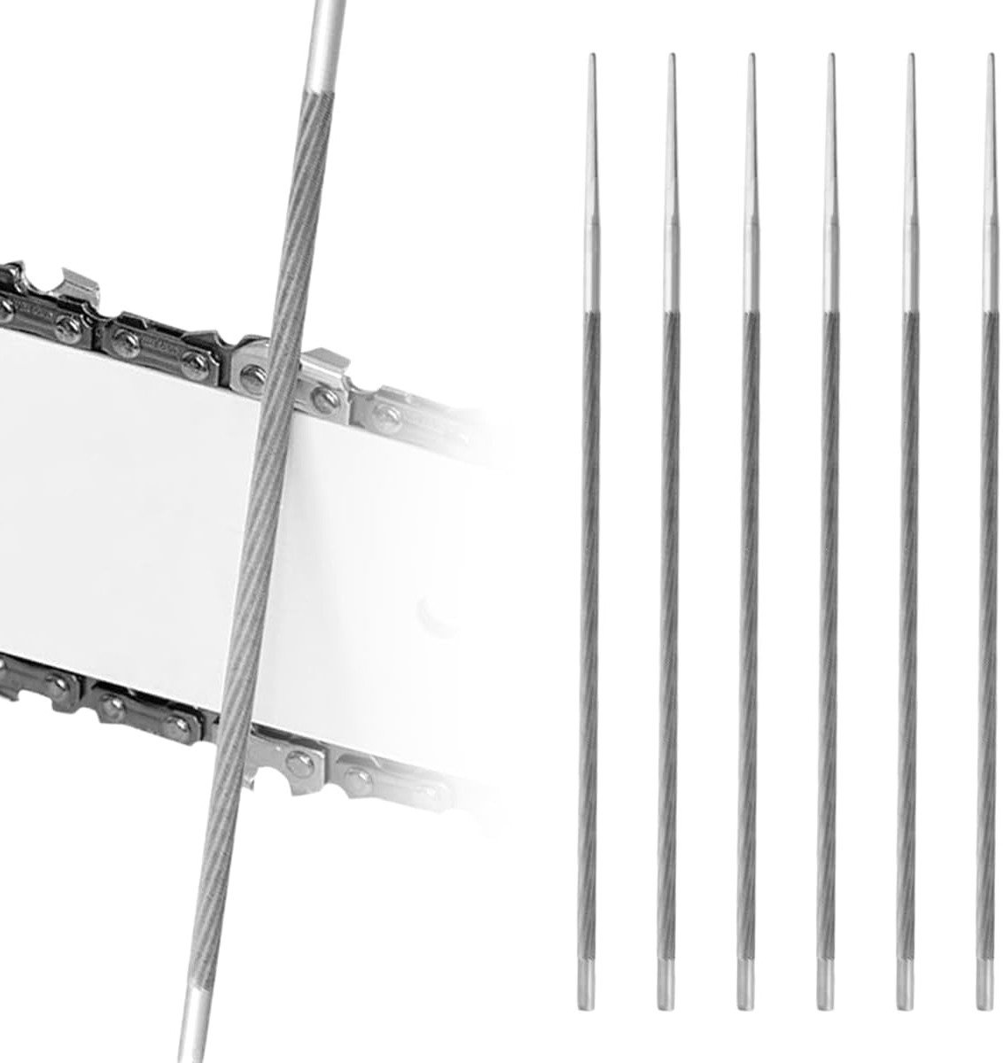 6 stuks ronde vijlen voor het slijpen en repareren van kettingzagen, 4,8 mm, ideaal voor grasmaaiers en tuingereedschap