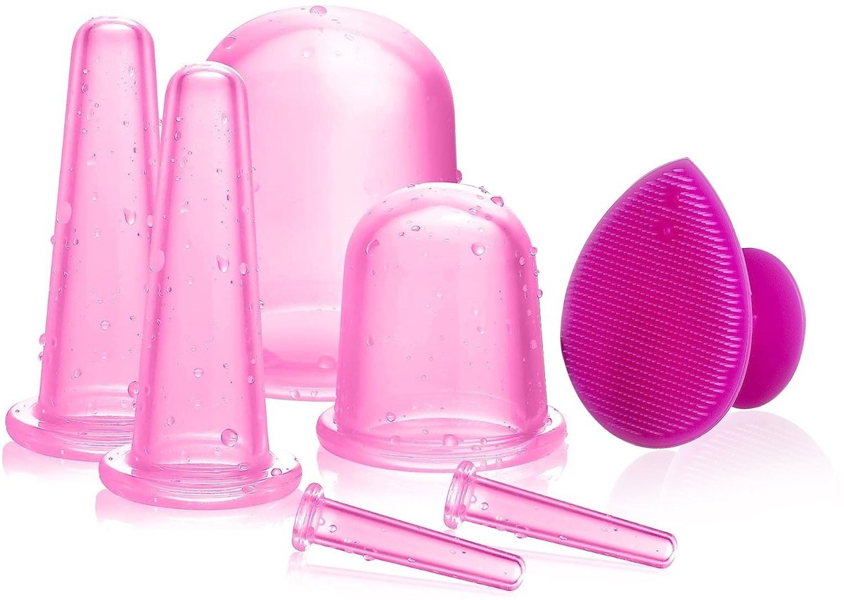 SMOAKEZ- Cupping Set Siliconen - Gezicht Cupping - Cupping Massage - Cupping Set met Peelingborstel - Effectief tegen Cellulitis - Stimuleert Bloedcirculatie - Cupping Cups