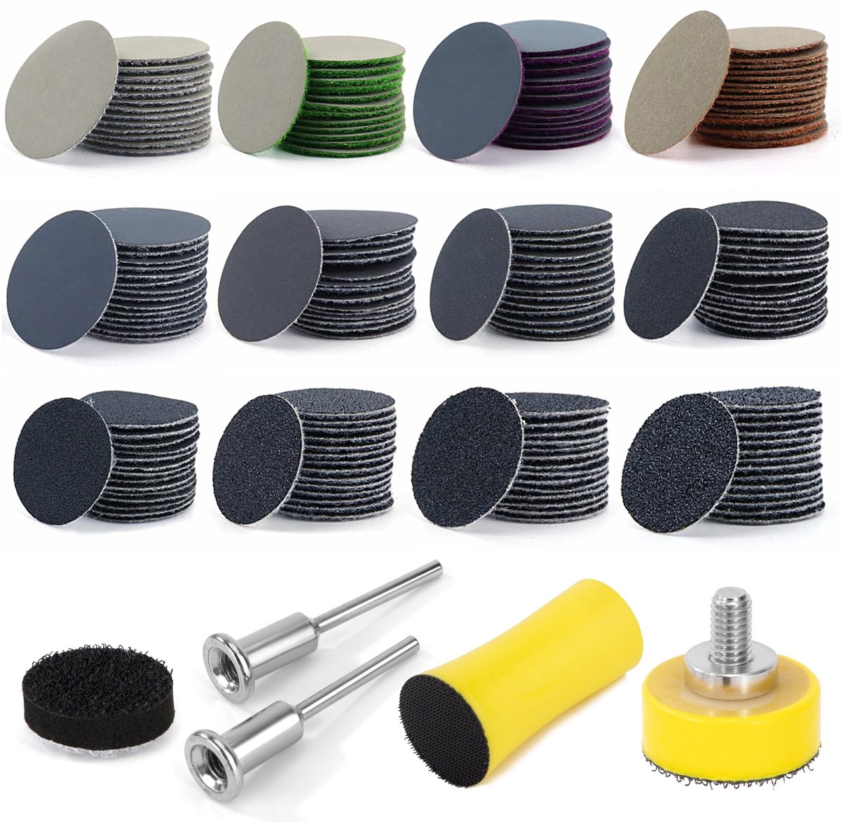 SMOAKEZ- Schuurschijven 25 mm - Schuurpapier Rond - Schuurpads voor Metaal/Hout/Auto - 185 Stuks - Fijn Schuurpapier