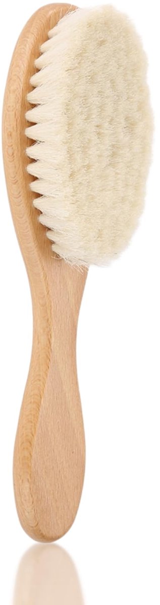 Baby borstel - Babykam - Babyhaar kammen - Zachte borstel - Kraamcadeau - Geitenhaar borstel - Houten babyborstel - Baby haarverzorging - Newborn brush - Baby hair brush - Houten kam - Jonyx