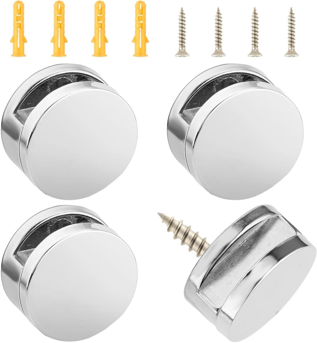Spiegel Bevestigingsclips - Glasophanging - Spiegels Ophangen - Compleet Montageset - 4-6mm Glasdikte - Zilver