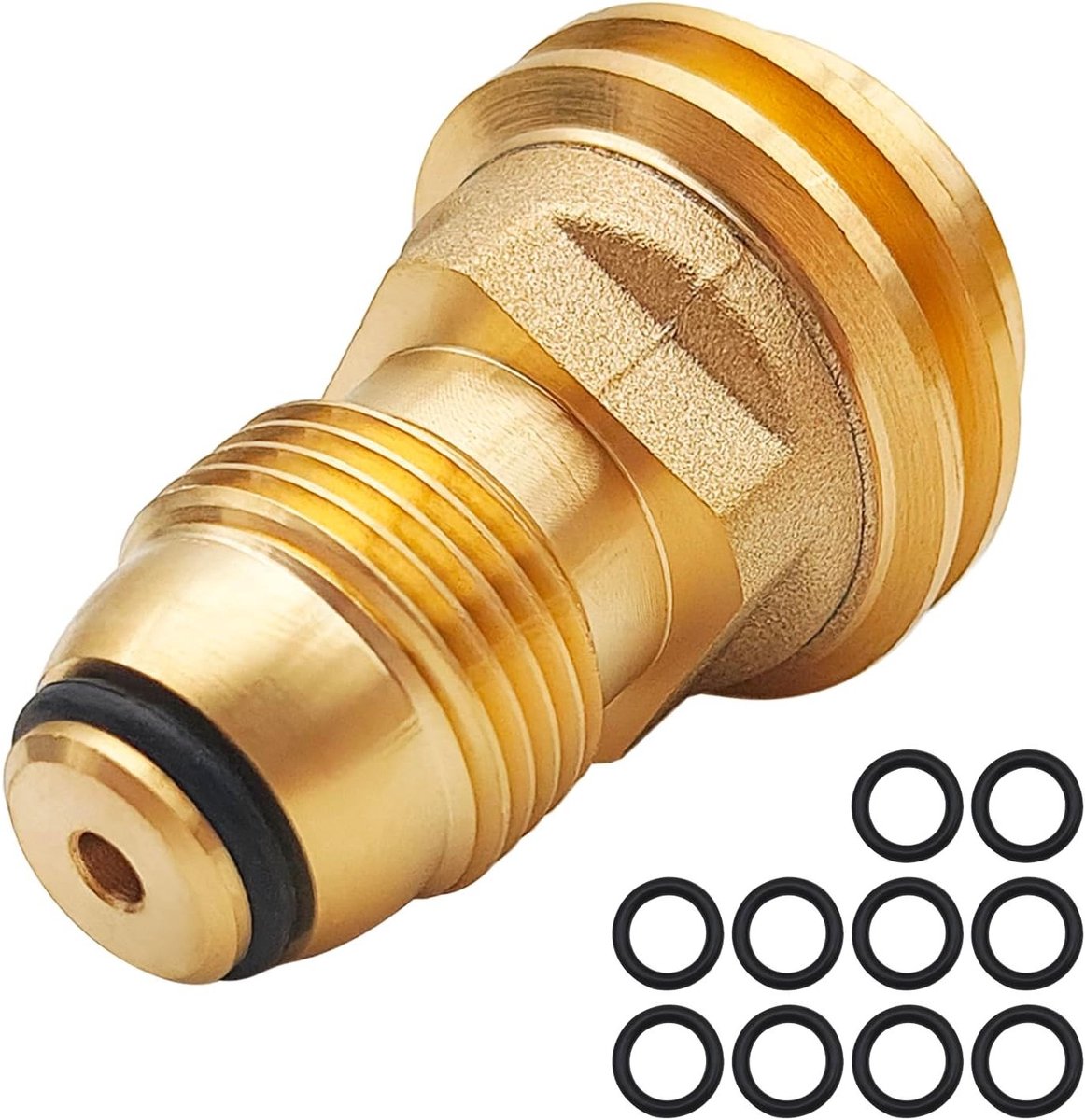 SnelShoppen - 1pcs POL naar QCC1 Propaan Tank Adapter met 10 Stuks O Ringen, Converteert POL LP Tank Service Ventiel naar QCC1/Type1 Slang of Regulato