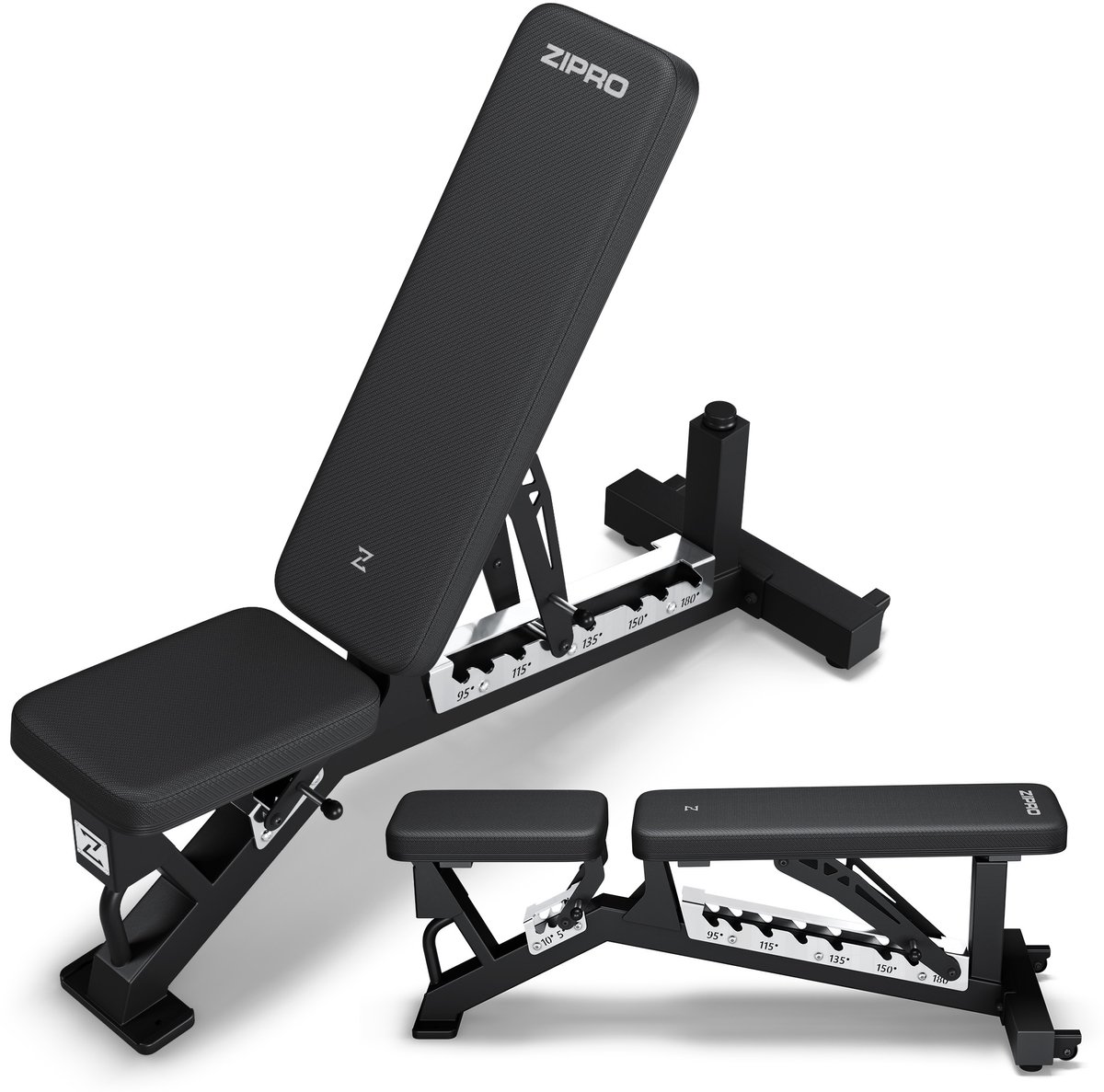 ZIPRO Powerhouse - Verstelbare trainingsbank - Max. 270 kg - Schokdemper - Bankdrukken - Thuisgym profiel 70mm