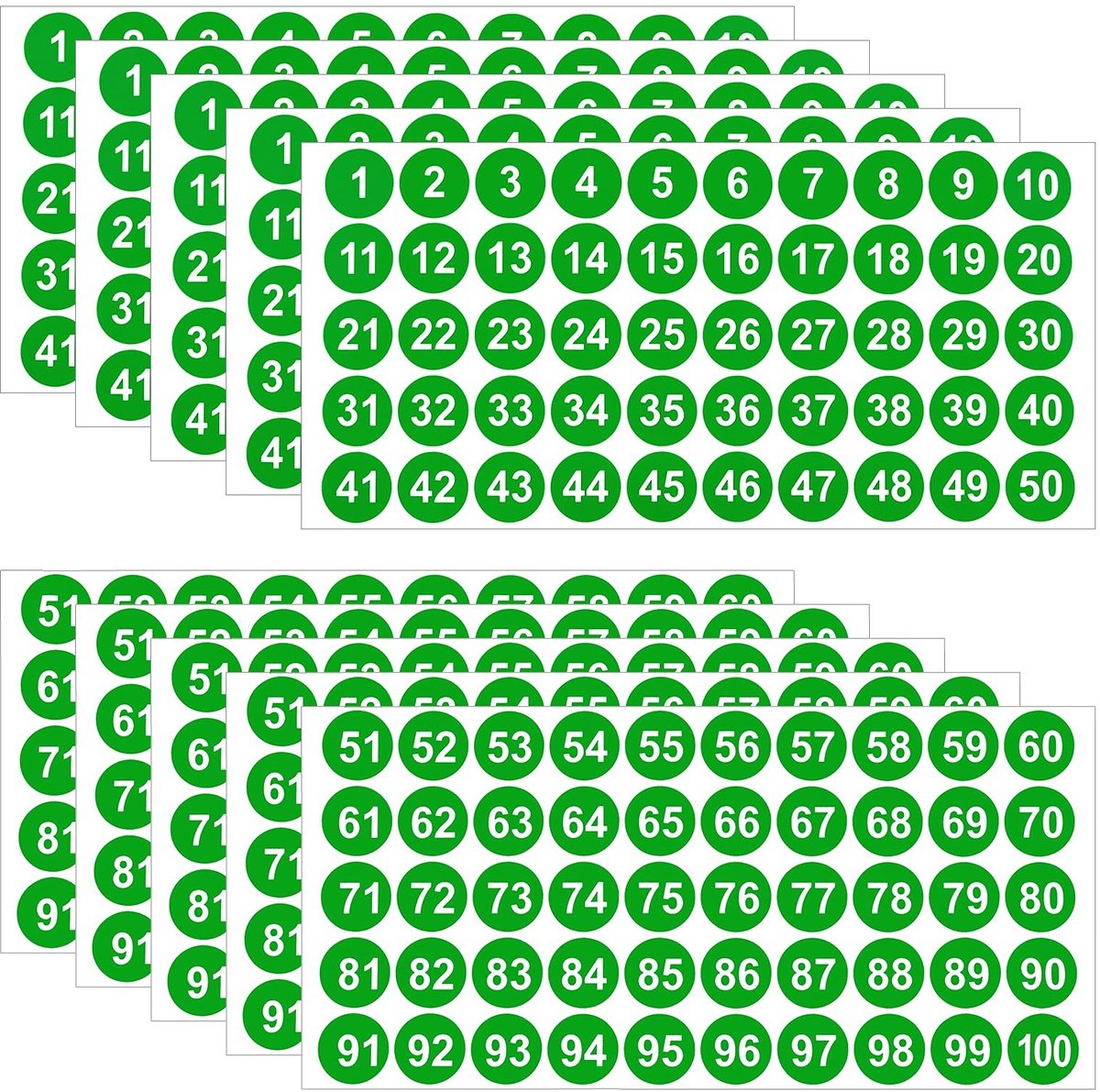 Dailygoods- Stickers Nummerstickers 500 Stuks - 10 Vellen - Vinyl Waterdicht - Ronde Stickers - 2,54 cm - Organiseren en Sorteren