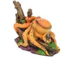 Dailygoods- Octopus Hars Decoratie - Aquarium Schuilplaats - Veilig voor Zoet- en Zoutwater - Levendige Kleuren - Verrijkt Aquascape - Vlakke Bodem - Aquariumdecoratie
