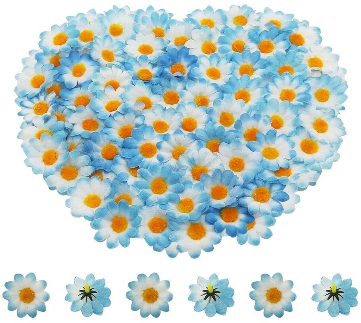 Dailygoods- Kunstmatige Bloemhoofden 100 Stuks - Nepbloemblaadjes Gerbera - Stof/Kunststof - Indoor/Outdoor - Decoratie - Holle Korte Steel - Nepbloemen
