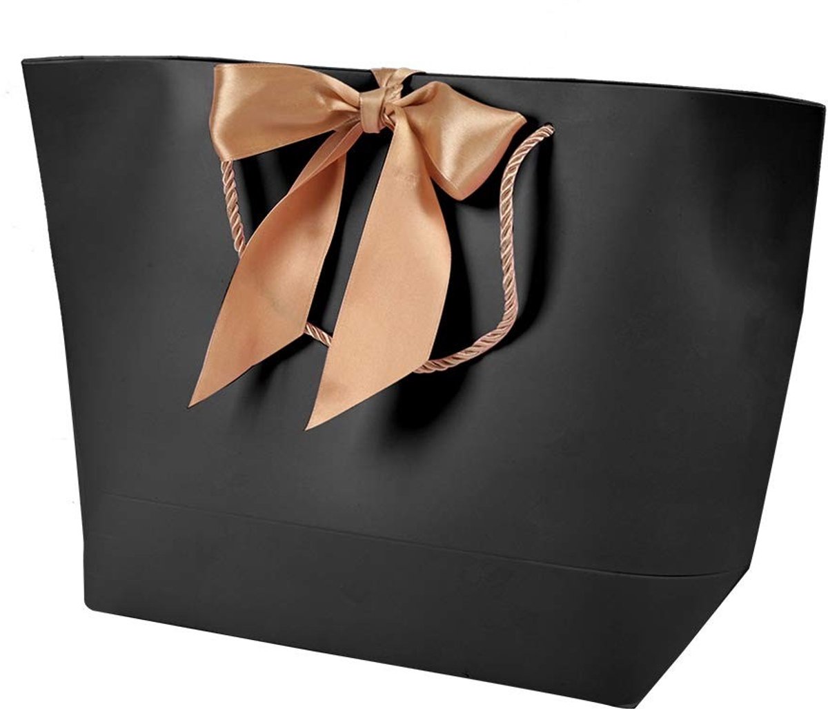 Dailygoods- Cadeauzakje 10 Stuks - Papieren Geschenkzakjes - Zwart/Goud - Diverse Afmetingen - Cosmetische Verpakking - Lichtgewicht - Geschenkzak