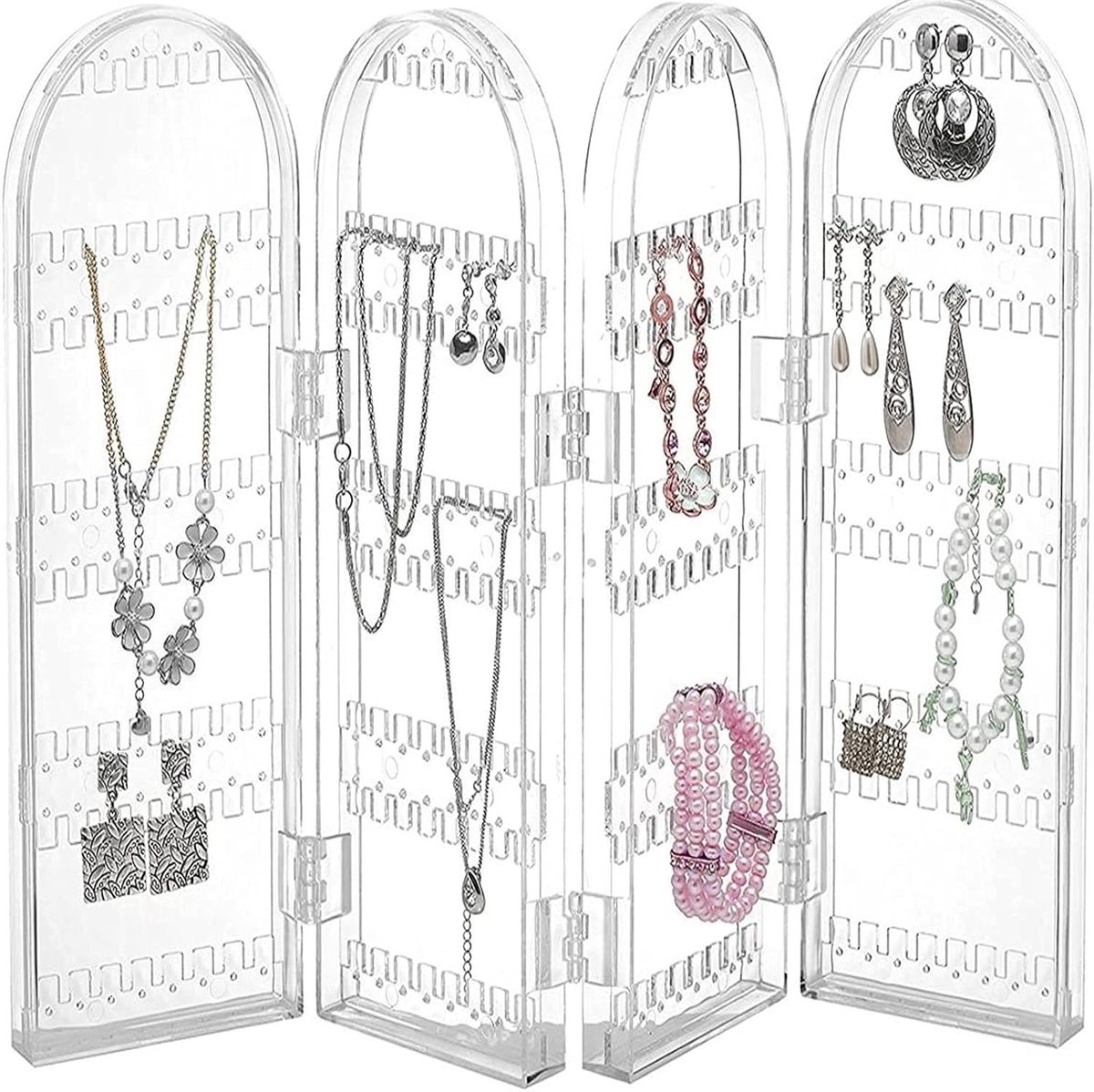 Dailygoods- Oorbellenhouder - Acryl - Opvouwbaar - Sieradenrekje - Oorbellen display - Tot 120 paar - Ruimtebesparend ontwerp - Sieradenstandaard