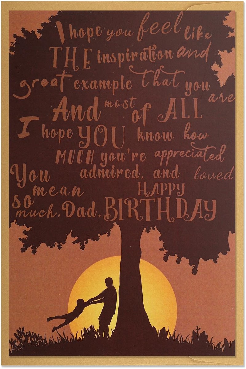 Dailygoods- Verjaardagskaart voor Vader - Unieke Verjaardagskaart met Envelop - Gouden/Khakikleur - 12x18cm - Perfecte Cadeau voor Vader - Hoogwaardige Coated Papier - Gefeliciteerd Kaart