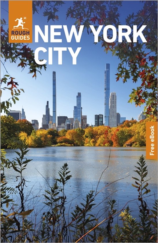 Couverture du guide "Rough Guides NEW YORK CITY" avec la skyline de New York et des feuilles d'automne.