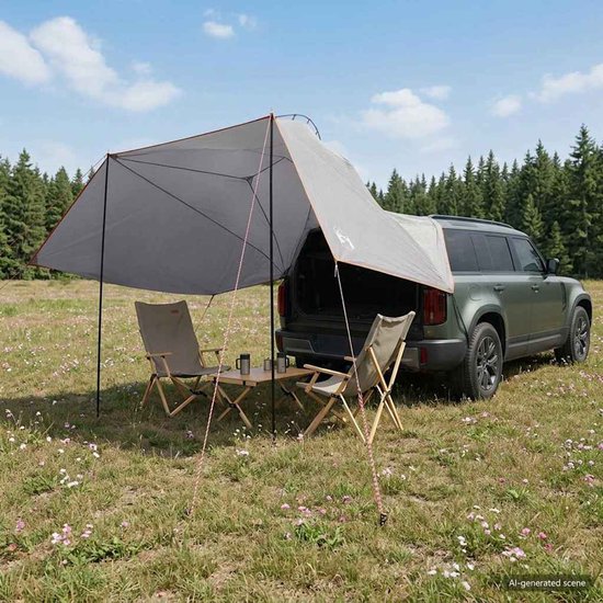 vidaXL - Auto - Tent - 350 - x - 250 - cm - Grijs - en - Oranje - Polyester - en - Staal van Vidaxl — afbeelding 4