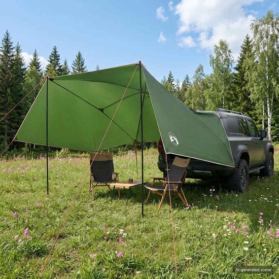 vidaXL - Auto - Tent - met - dak - Groen - 308 - x - 215 - x - 220 - cm - Polyester - en - Staal van Vidaxl — afbeelding 3