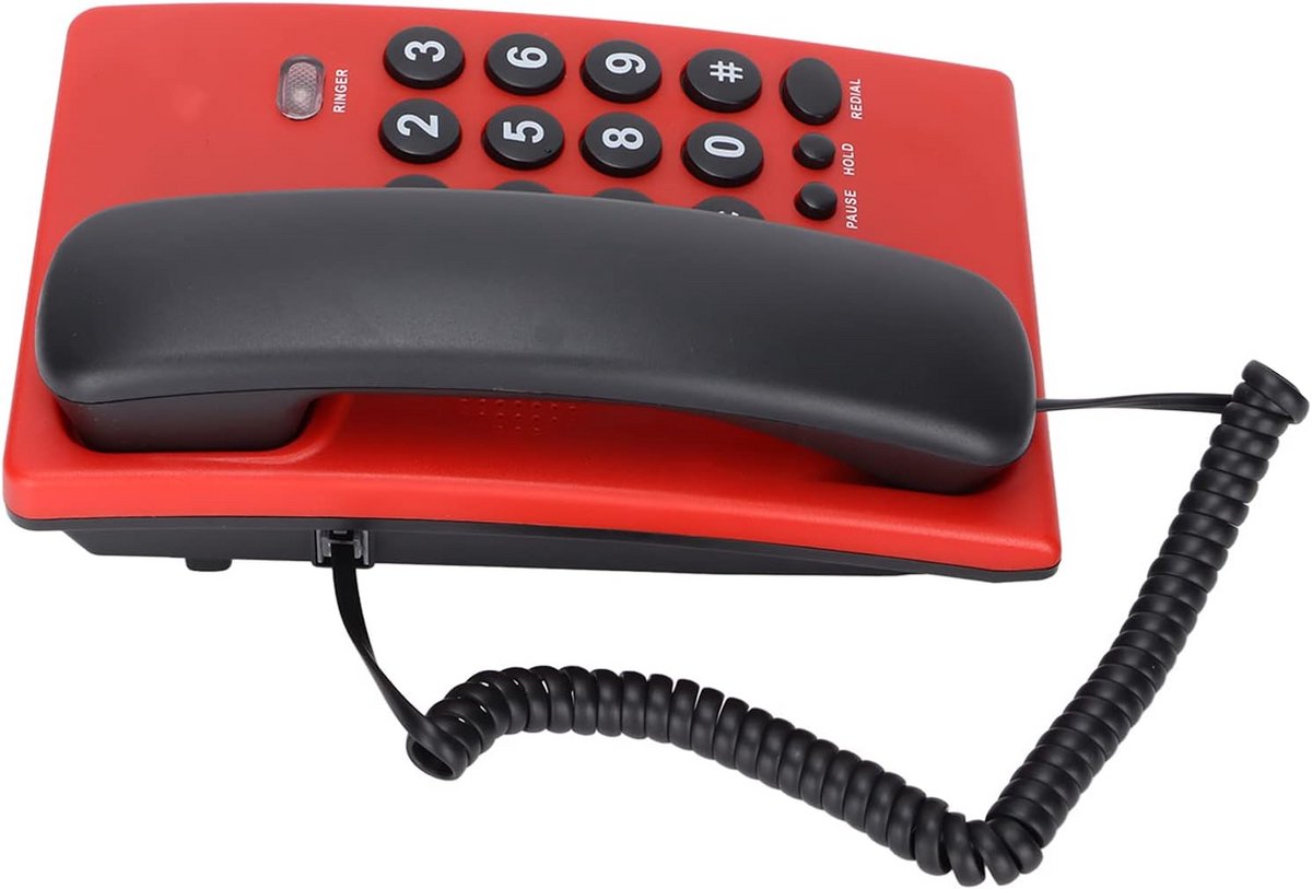 Vaste Lijn Telefoon - Kantoortelefoon Hoteltelefoon - Eenvoudig Bellen - Batterijvrij Ontwerp - 20 cm Breed - Zwart