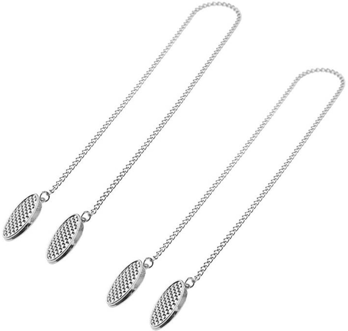 Dailygoods- Servetketting 50 cm - 2 stuks - Roestvrij Staal - Flexibele Lanyard - Servetclips - Elegante Zilveren Houder - Handdoekhouder