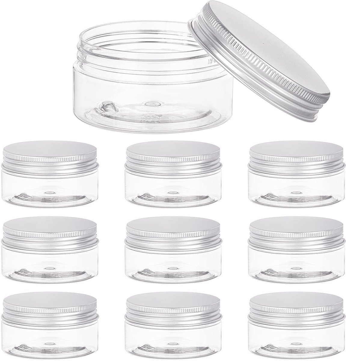 JHUBERS- Bewaarpotjes 10 stuks - Kunststof - 80 ml - Aluminium schroefdeksels - Draagbaar - Geschikt voor cosmetica en knutselwerk - Opbergpotjes