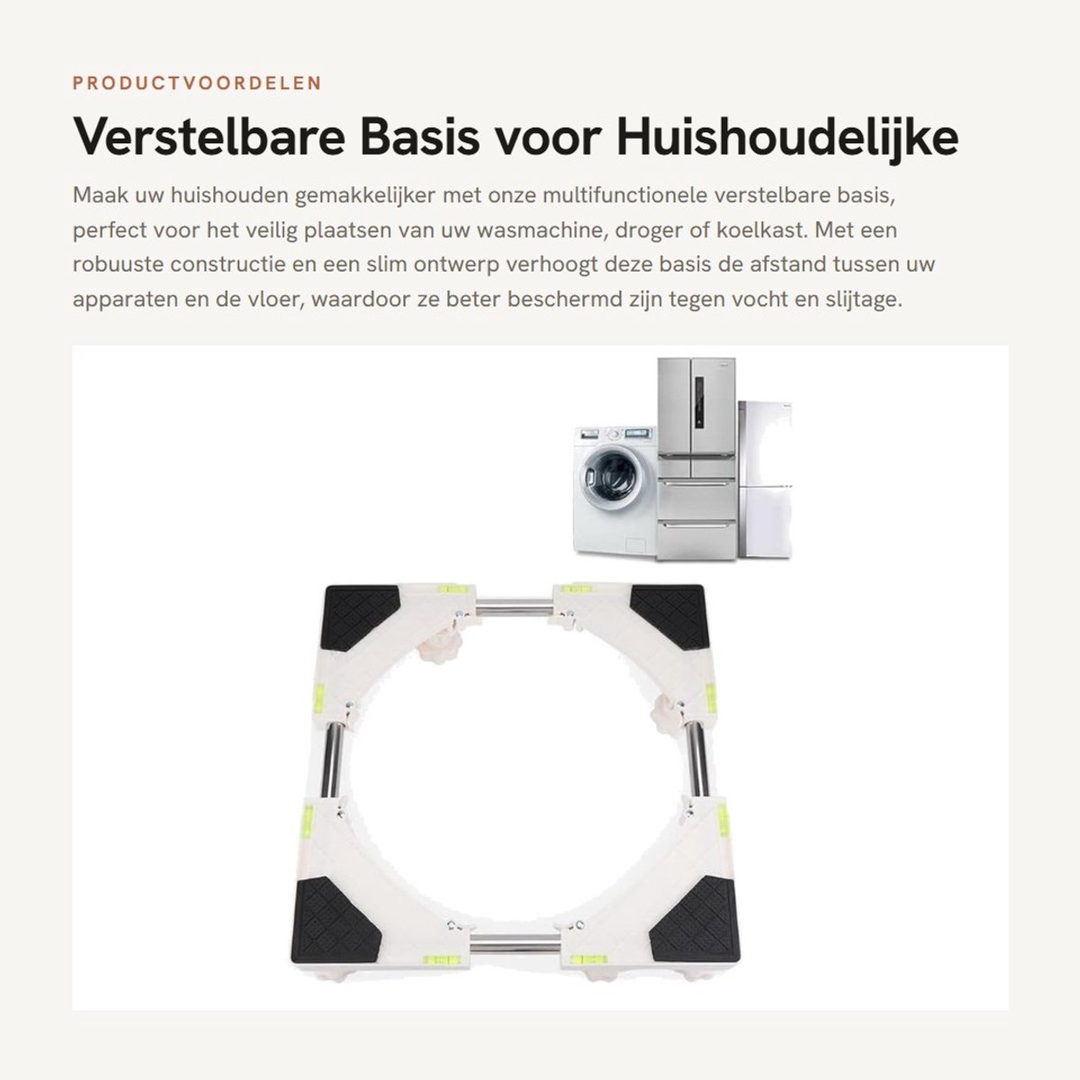 Dailygoods- Bewegende Apparatenbasis - Verstelbaar - Roestvrij Staal - Antislip - Hoogte Verhogend - Geschikt voor Wasmachine - Trockner en Koelkast - Wasmachinebasis