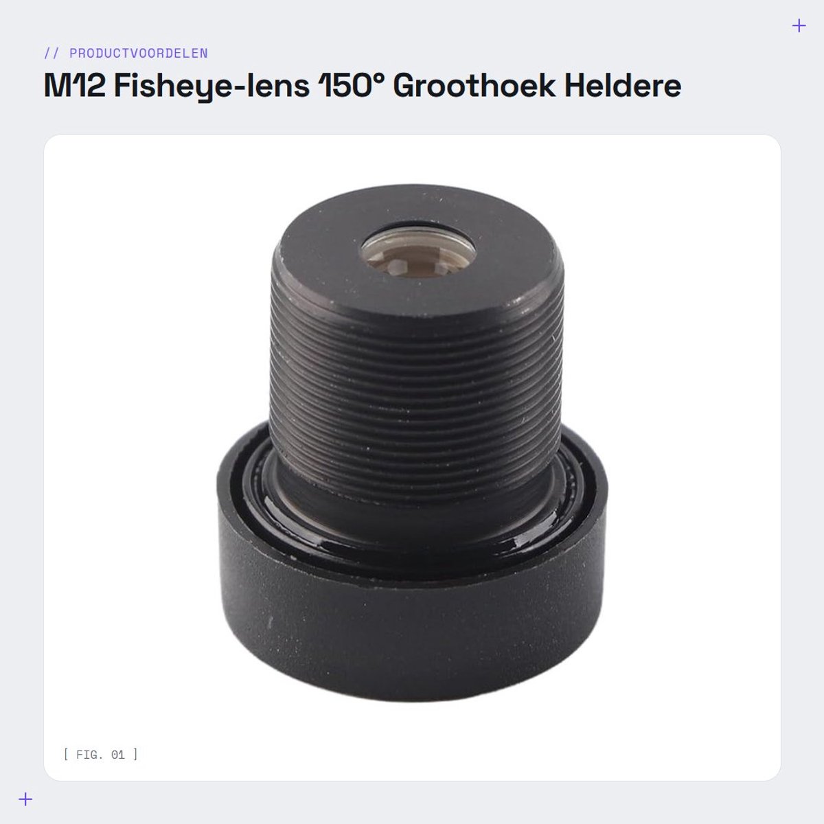 Dailygoods - M12 Fisheye-lens - 150° Groothoek - Heldere Beelden - 2,1 mm Brandpuntsafstand - IP-Cameralens - Perfect voor Bewaking - Geschikt voor CC...