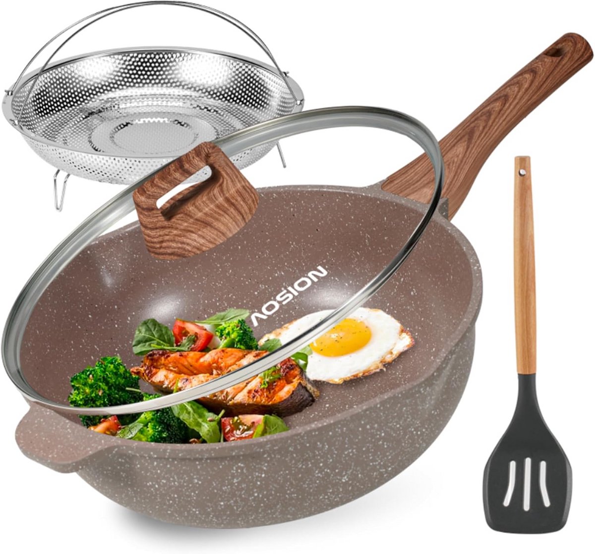 Keramische Koekenpan Grote Hapjespan Gezond Koken Antiaanbaklaag 11 inch Zwart