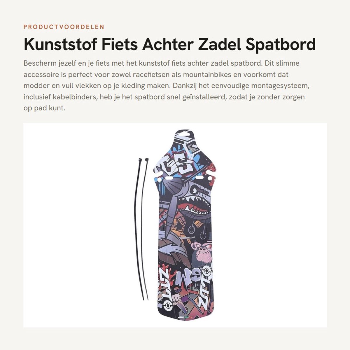 Dailygoods- Spatbord Achter - Kunststof - Duurzaam - Racefiets/Mountainbike - Eenvoudig te monteren - Bescherming tegen vuil - Fietsspatbord