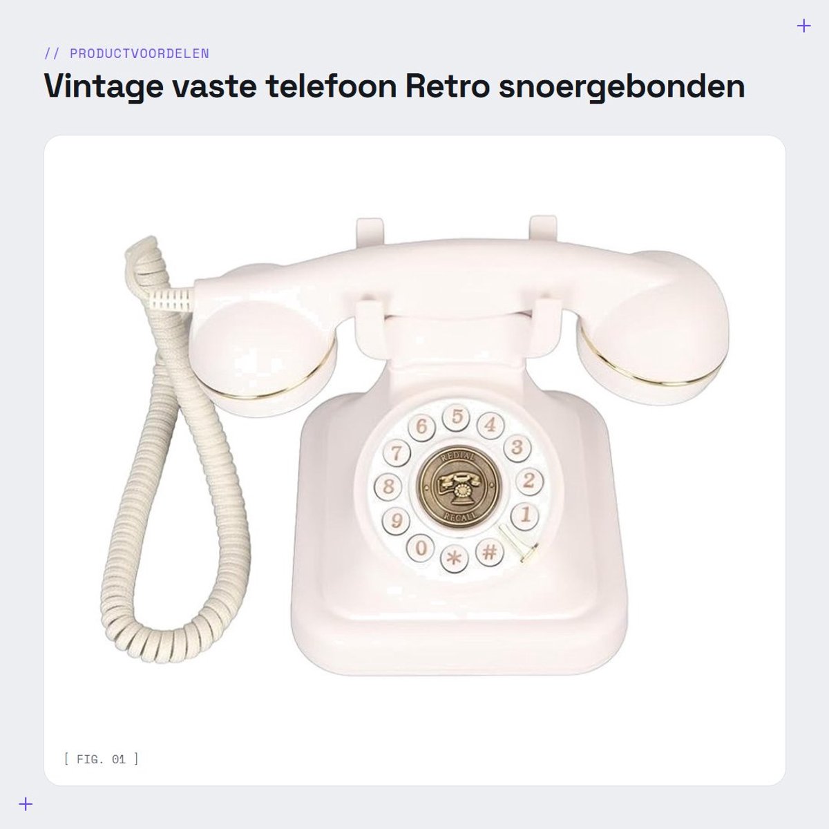 Dailygoods- Vaste Telefoon Retro - Antieke Telefoon - Snoergebonden Telefoon - Decoratieve Telefoon - Duurzaam ABS-Materiaal - Volledig Functioneel