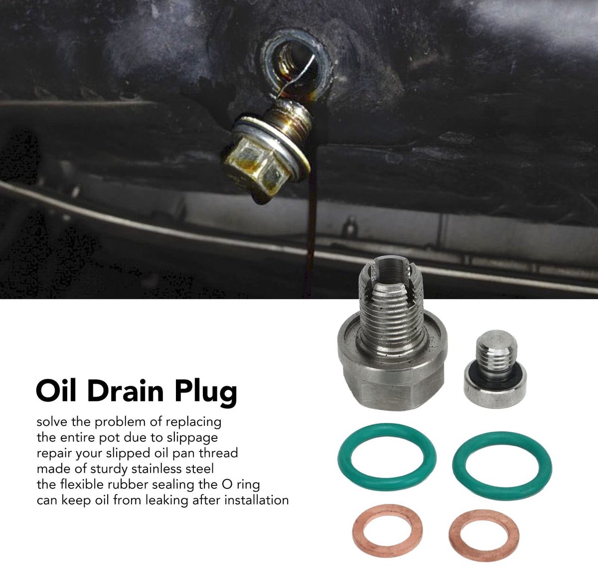 Dailygoods- Olieaftapplug Roestvrij Staal - Zelftappende Reparatieset - M12.1-1.5x15mm/M14.1-1.5x15mm - O-ringpakking - Inbussleutel - Hoge Prestaties - Olieplug