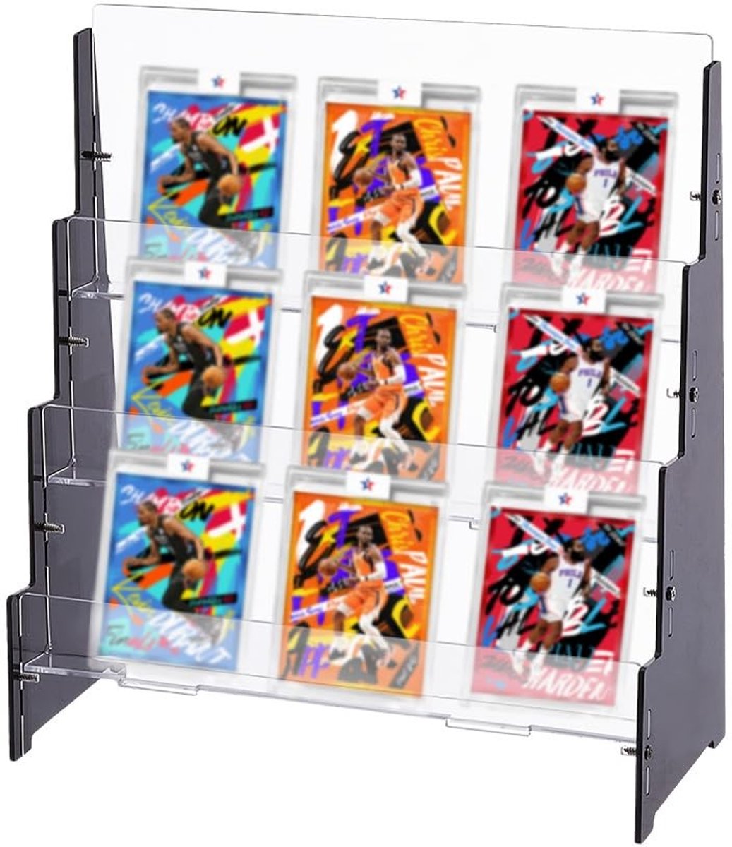 Dailygoods- Wenskaarthouder 3-laags design - Display Standaard - Acryl - Sportkaartenorganisator - Draagbare Houder - Creatieve Weergave - Displaystandaard