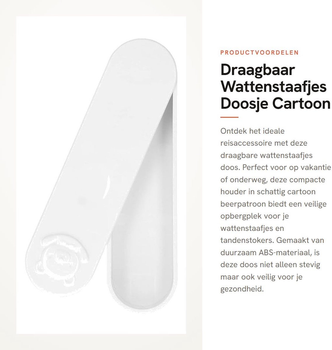 Dailygoods- Wattenstaafjeshouder Duurzaam ABS - Mini Doos met Deksel - Draagbaar - Stofdicht - Voor Tandenstokers - Schattig Ontwerp - Opbergdoos
