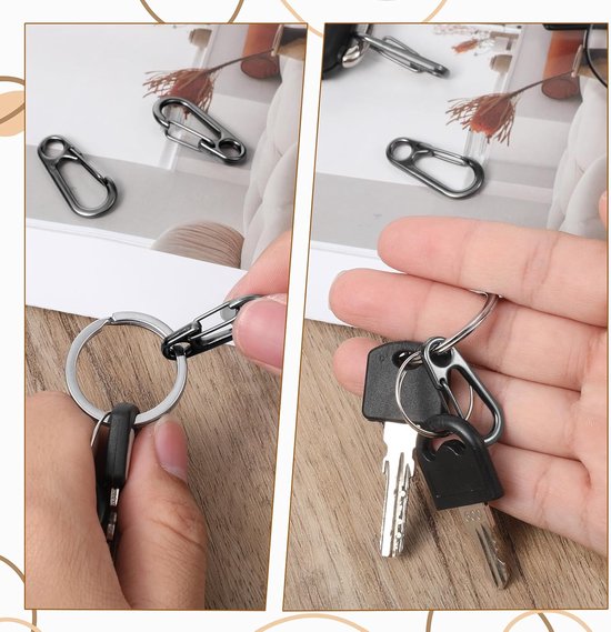 30 Mini Karabijnhaken - Metalen Karabijnhaken met Doorzichtige Opbergdoos - Geschikt voor Sleutelhangers, Buiten, Kamperen en Sport van Benson — afbeelding 4