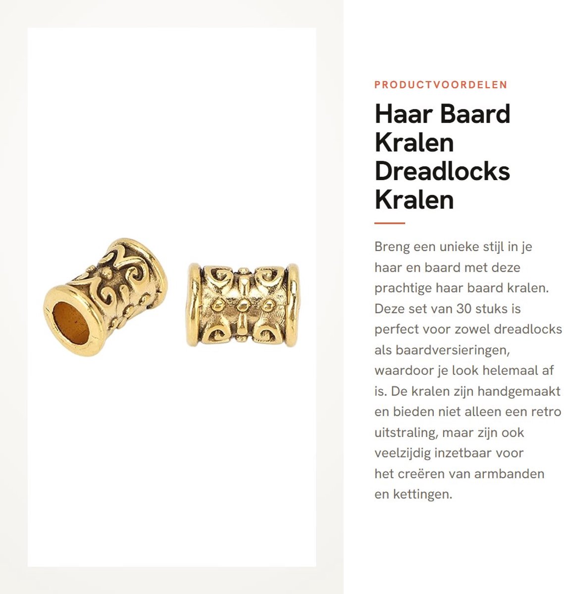 Dailygoods- Baardkralen 30 Stks - Dreadlocks Kralen - Haaraccessoires - Handgemaakt - Retro Legering - Geschikt voor Armbanden/Kettingen