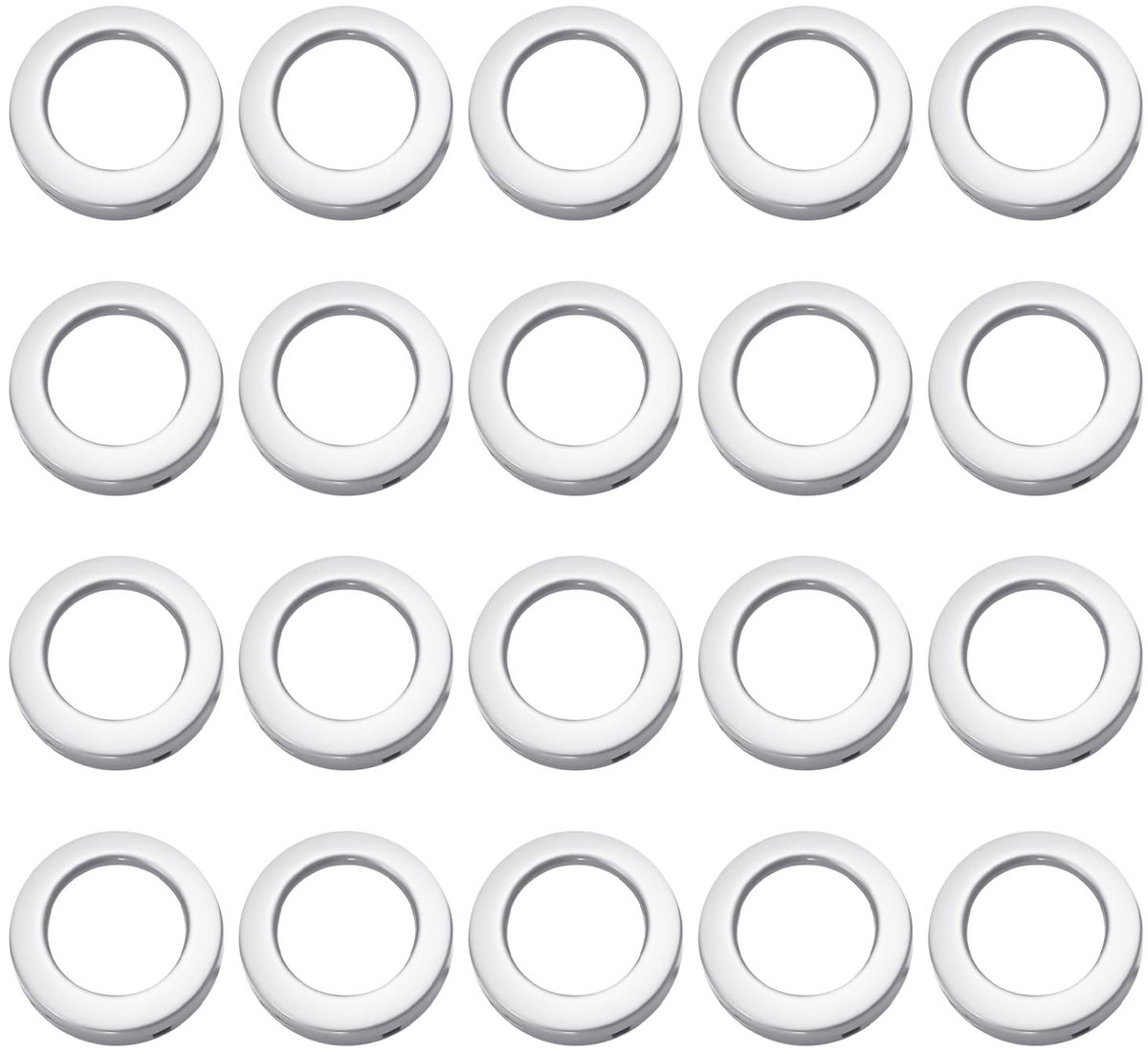 Dailygoods- Gordijnogen 20 Stuks - Kunststof - Zilver - Lichtgewicht - Stabiel - Perfect voor Dagelijks Gebruik - Afmeting 7 x 4,2 cm - Gordijnringen