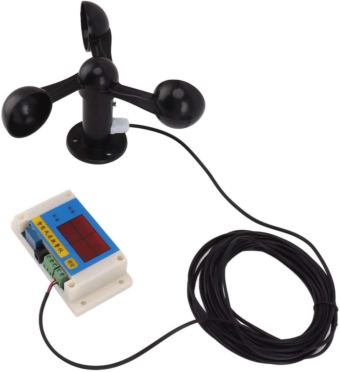 Dailygoods- Anemometer Hoge Nauwkeurigheid - Windsnelheidsmeter - Alarmfunctie - 360° Windsnelheidsmeting - Geheugenfunctie - Drie Kopjes Windsnelheid