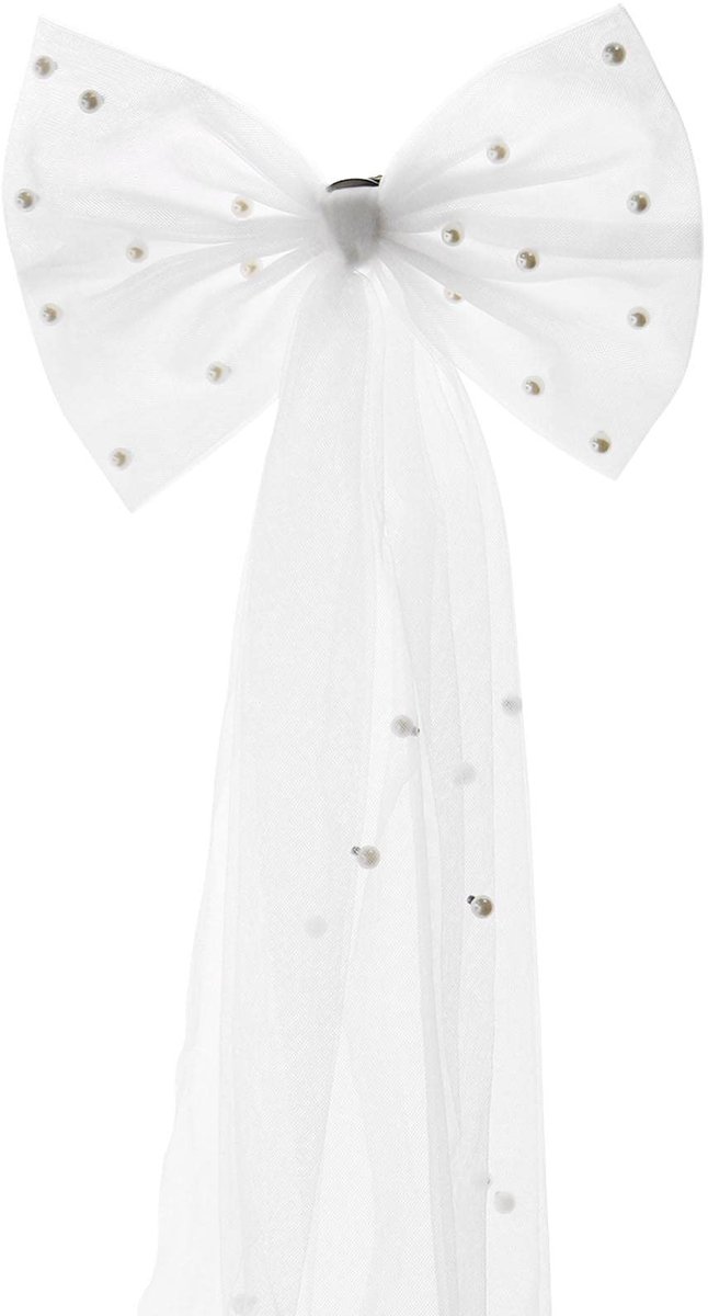 Dailygoods- Haarclip Bruids Strik - Kant/Haaraccessoire - Parel - Vintage - Lichtgewicht - 52 cm lengte - Haardecoratie