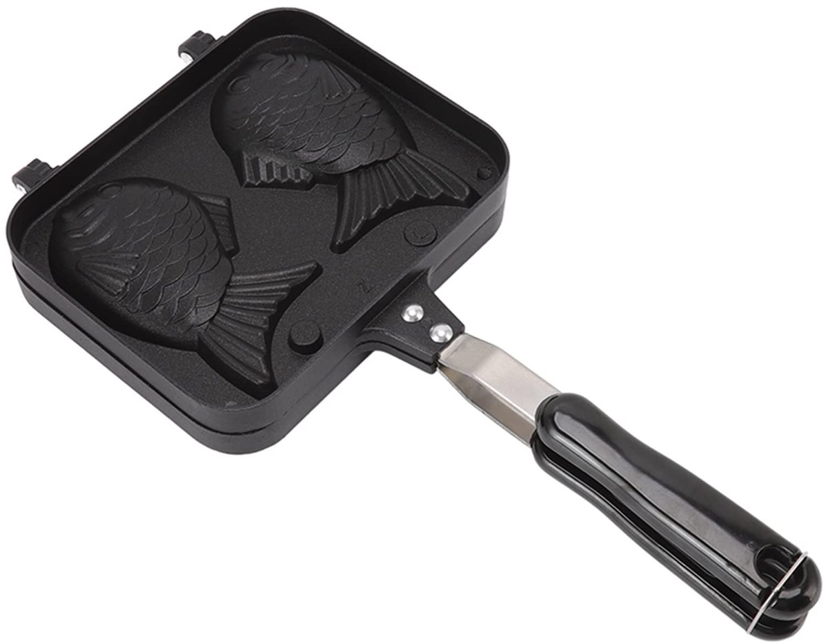 Dailygoods- Taiyaki-pan met antiaanbaklaag - Dubbelzijdige viswafelmaker - Pannenkoekenpan - 18 x 14 cm - Geschikt voor gasfornuis - Eenvoudig te reinigen - Wafelmaker