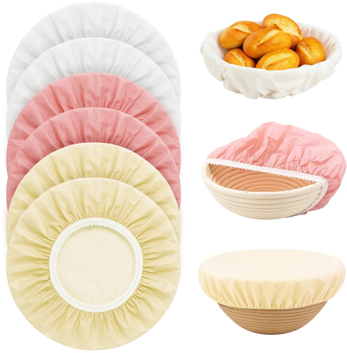 Dailygoods- Afdekhoezen 6 Stuks - Herbruikbare Deeggerhoes - Elastische Afdekhoezen - Voor Levensmiddelen - Brood Bakken Accessoires - Diverse Kleuren - Dekkleden