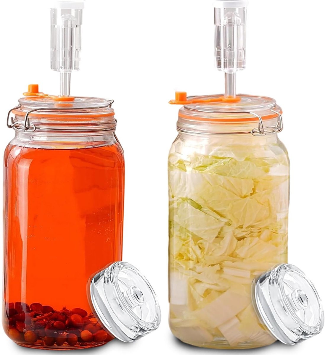 Dailygoods- Fermenteerglas Set van 2 x 2 Liter - Fermentatieglas met Ventiel - Fermenteren